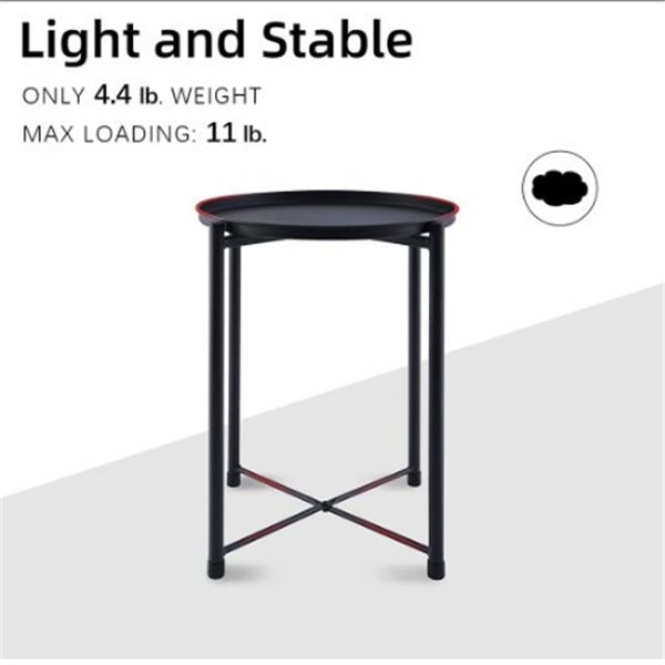 Round X-shaped Rods End Table Removable Top Metal Tray Side Table Small Coffee Table for Living Room，Bedroom，Small Space