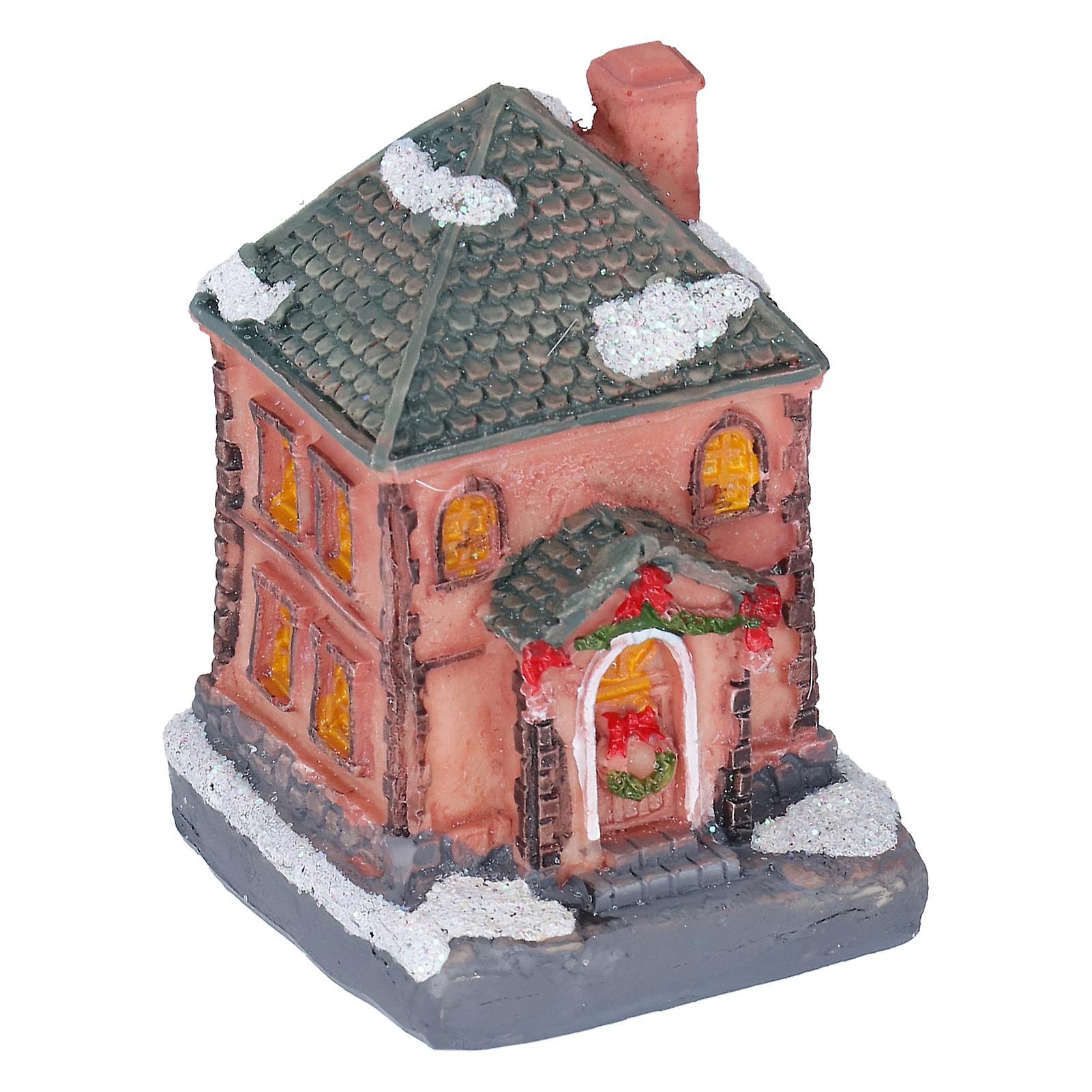 Resin Christmas Village House With Warm Led Light For Holiday Children Gifts Decoration Crafts