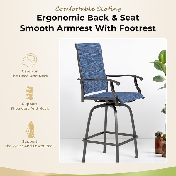 3piece Outdoor Swivel Bar Stool and Table Bistro Set