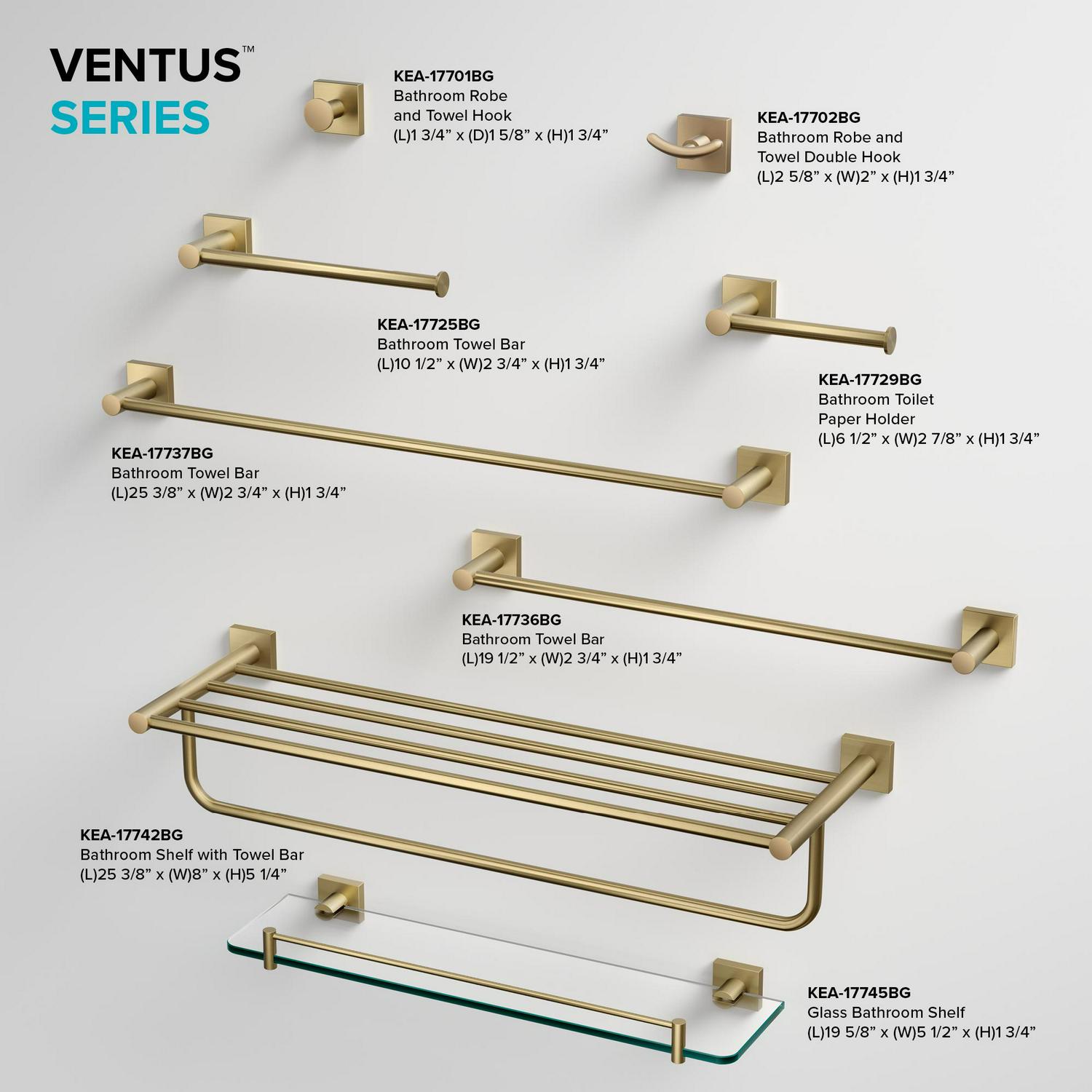 KRAUS Ventus 24-inch Bathroom Towel Bar in Brushed Gold