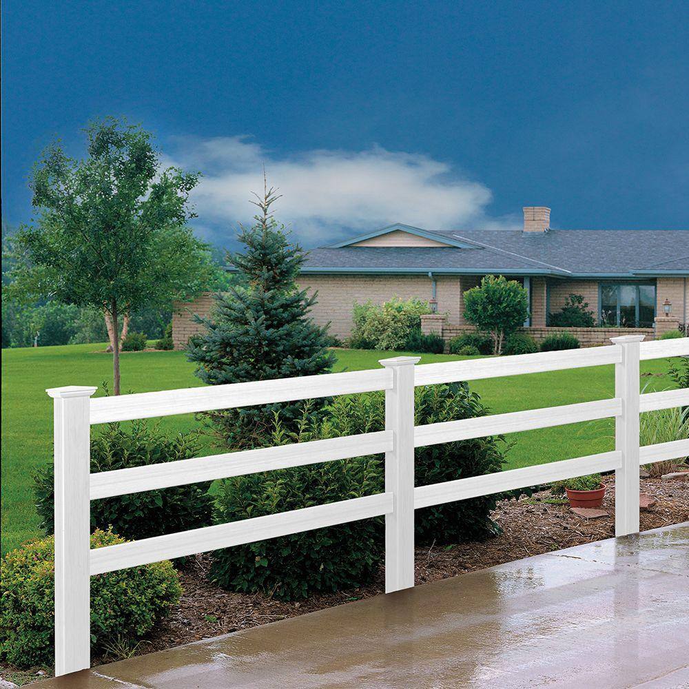 Veranda 5 in. x 5 in. x 7 ft. Vinyl White Ranch 3-Rail End Post 9127