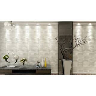 Art3d 19.7 in. x 19.7 in. Decorative PVC 3D Wall Panels Wavy Wall Design (12-Pack) A10037