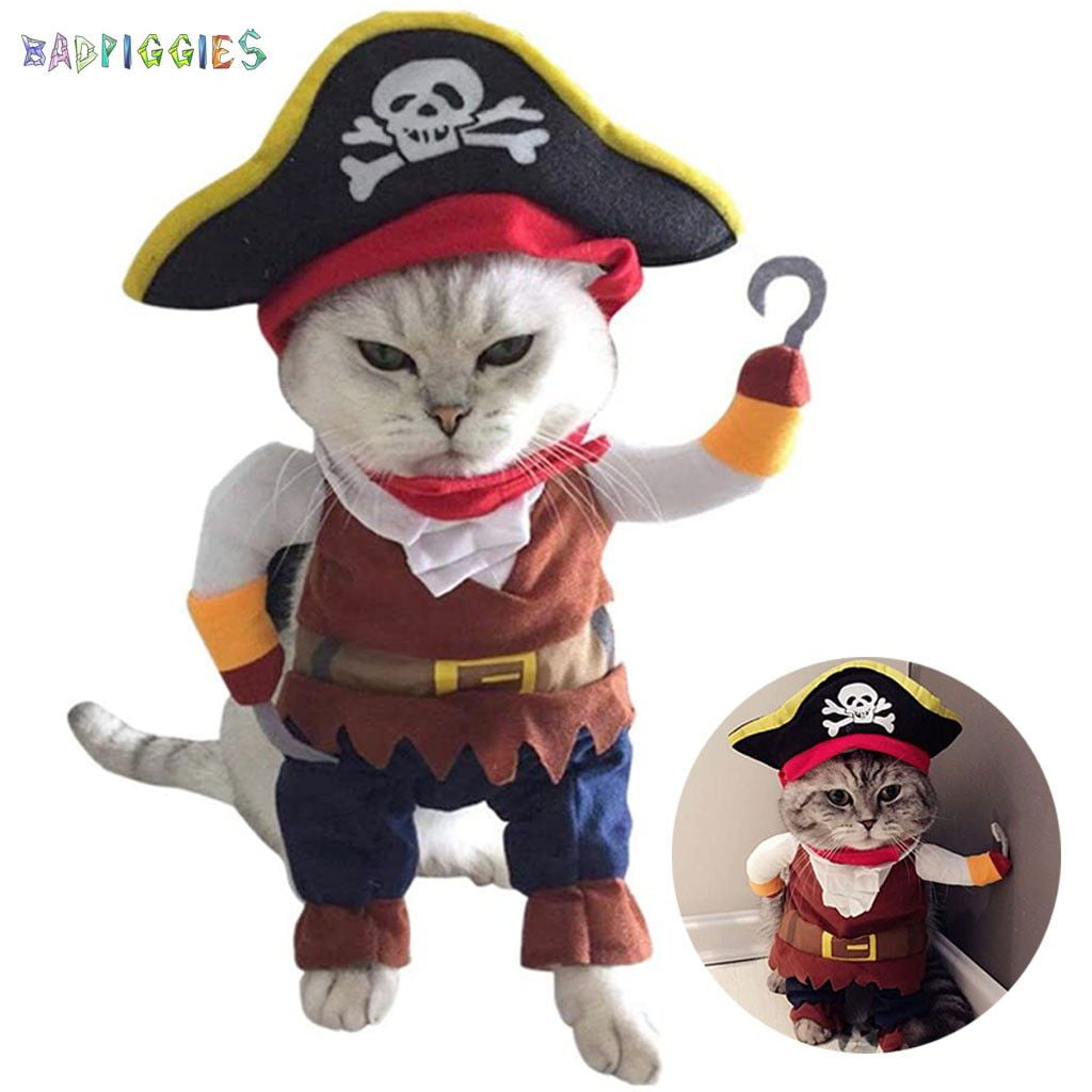 Bad Piggies Cotton Caribbean Pirate Dog and Cat Costume， Multi-color， L