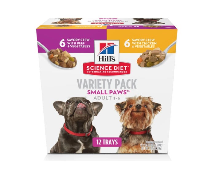 Hills® Science Diet® Adult Small  Toy Savory Stew Tray Variety Pack Wet Dog Food， 3.5 oz. - 12 Count