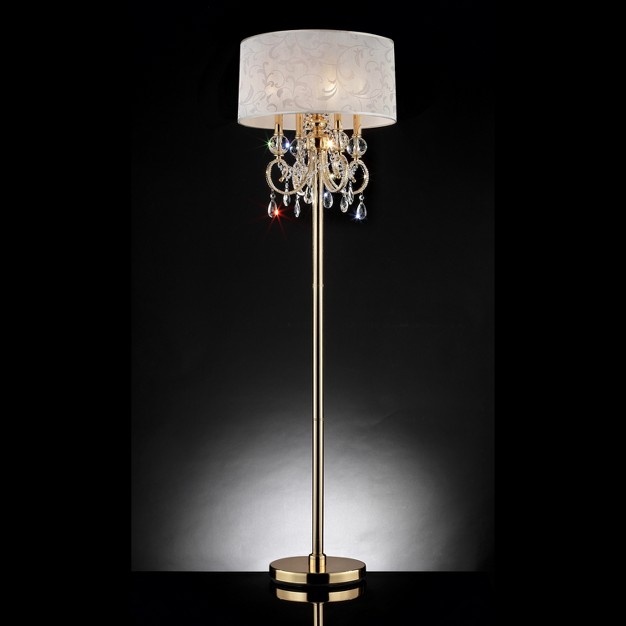 Antique Crystal Floor Lamp With Crystals includes Cfl Light Bulb Gold Ore International