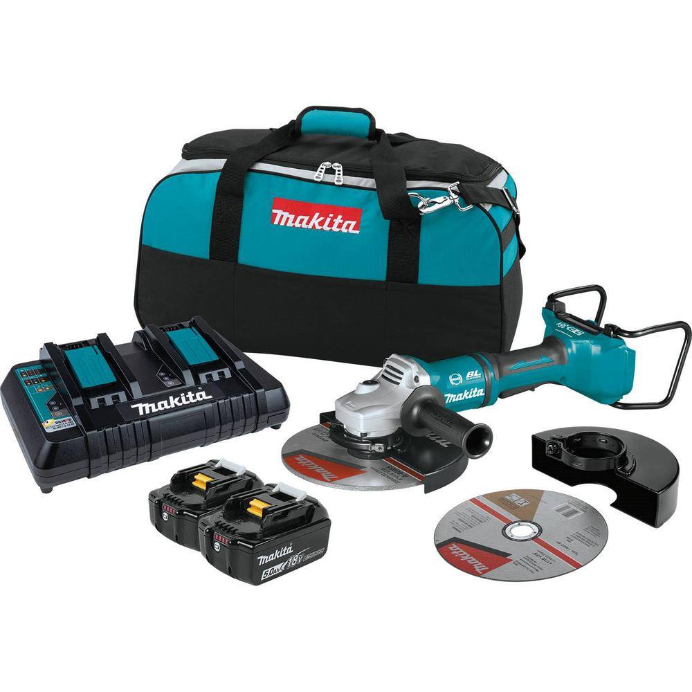 Makita 18V X2 LXT Lithium-Ion (36V) Brushless Cordless 9 in. Paddle Switch Cut-OffAngle Grinder Kit w Electric Brake 5.0Ah XAG13PT1