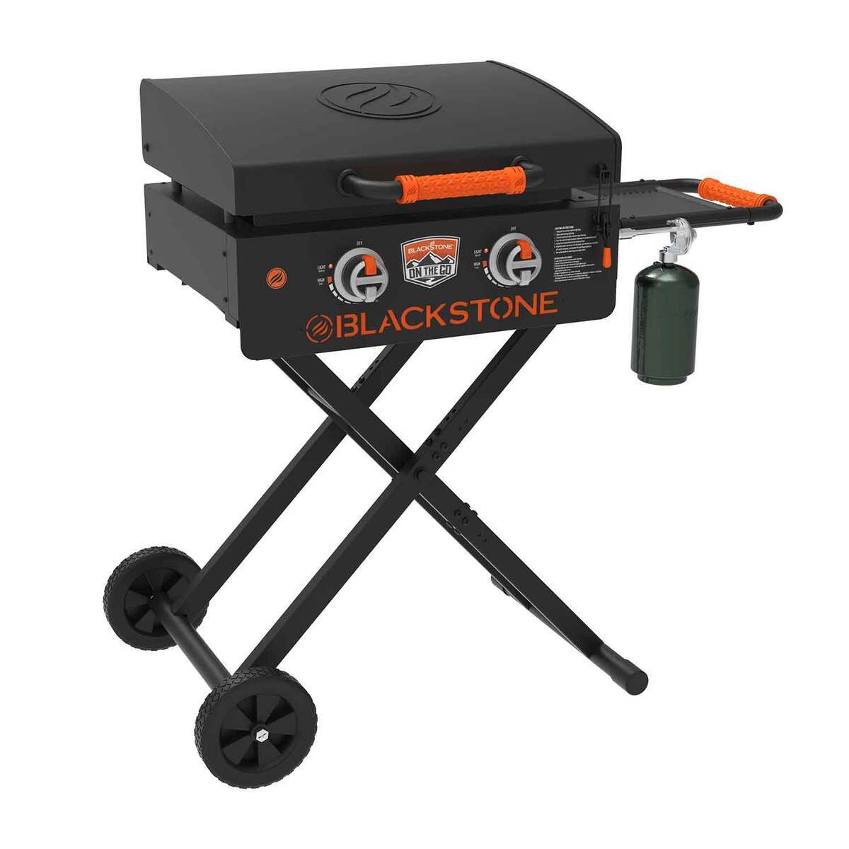 Blackstone On The Go 22in Scissor Leg Griddle with Hood 2 Burner Grill  Black