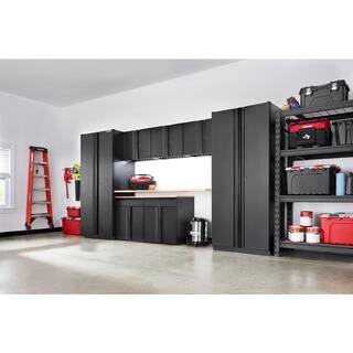 Husky 8-Piece Heavy Duty Welded Steel Garage Storage System in Black (156 in. W x 81 in. H x 24 in. D) HTC820232