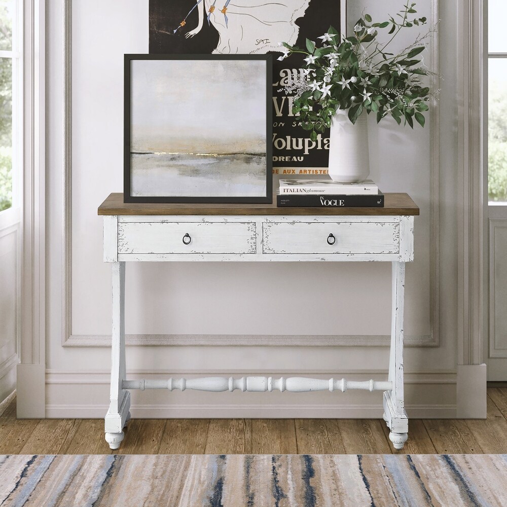 Monterra Antique White 2 drawer Console Table