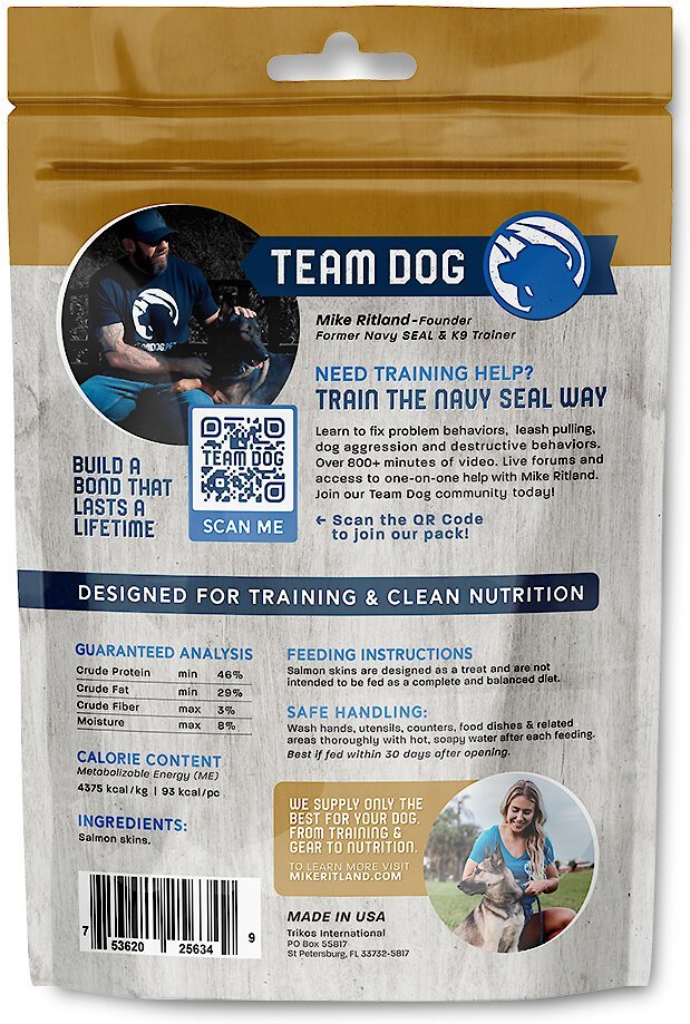 Team Dog Salmon Skins Dog Freeze-Dried Treats， 4 count