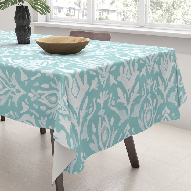 Emanuela Carratoni Teal Ikat Tablecloth Deny Designs