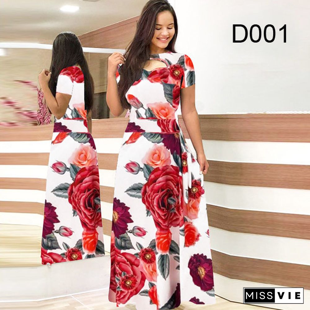 Digital Print Ashion Style Large Skirt Dress Vestido Feminino Vintage Bodycon Maxi Dresses For Women Sexy Dress