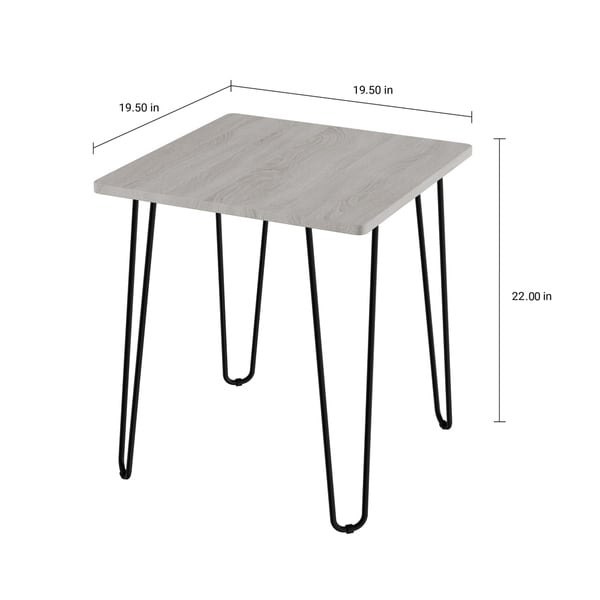 End Table with Hairpin Legs- Modern Industrial Style Decor， Woodgrain-Look and Steel Accent Furniture by Lavish Home