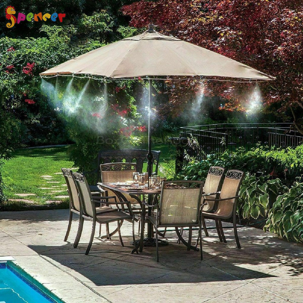 Spencer 6M/20FT Outdoor Patio Water Mister Misting Cooling System Garden Water Irrigation Brass Mist Nozzles for Patio Yard Lawn