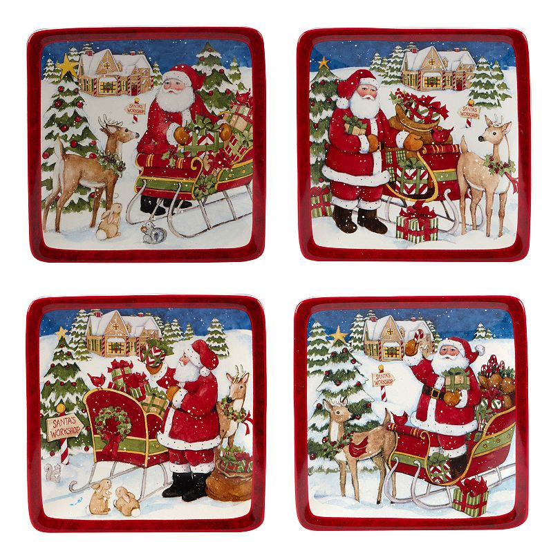 Certified International Santa's Workshop 4-pc. Canape Plate Set