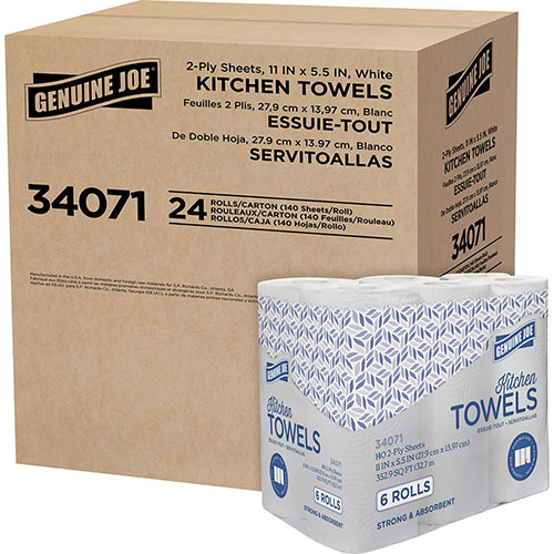 Genuine Joe Kitchen Paper Towels - 2 Ply - 140 Sheets