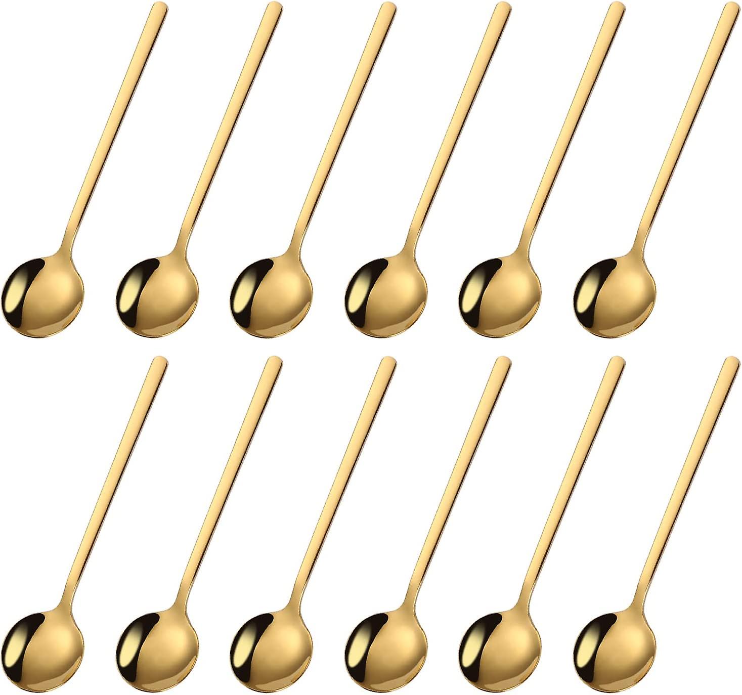 12 Pieces Mini Gold Spoons Stainless Steel Espresso Spoons， 5.24 Inch