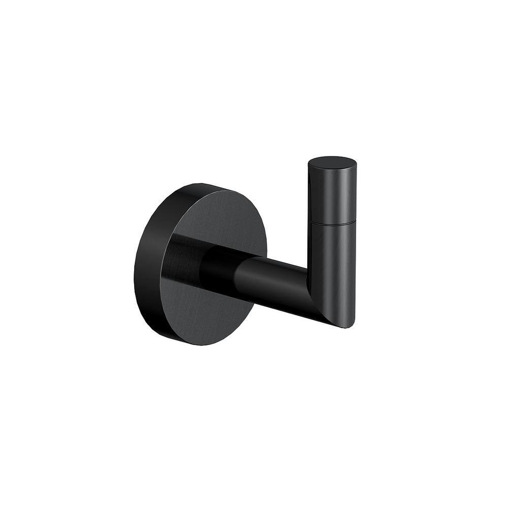 PRIVATE BRAND UNBRANDED Cartway Modern Wall Mounted Bathroom Robe Hook in Matte Black Finish 2550MB-RH