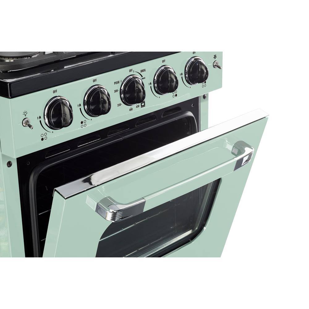 Unique Appliances Classic Retro 24 in. 2.9 cu. ft. Retro Gas Range with Convection Oven in Summer Mint Green UGP-24CR LG