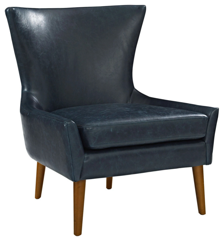 River Navy Upholstered Vinyl Armchair   Midcentury   Armchairs And Accent Chairs   by Peachtree Fine Furniture  Houzz