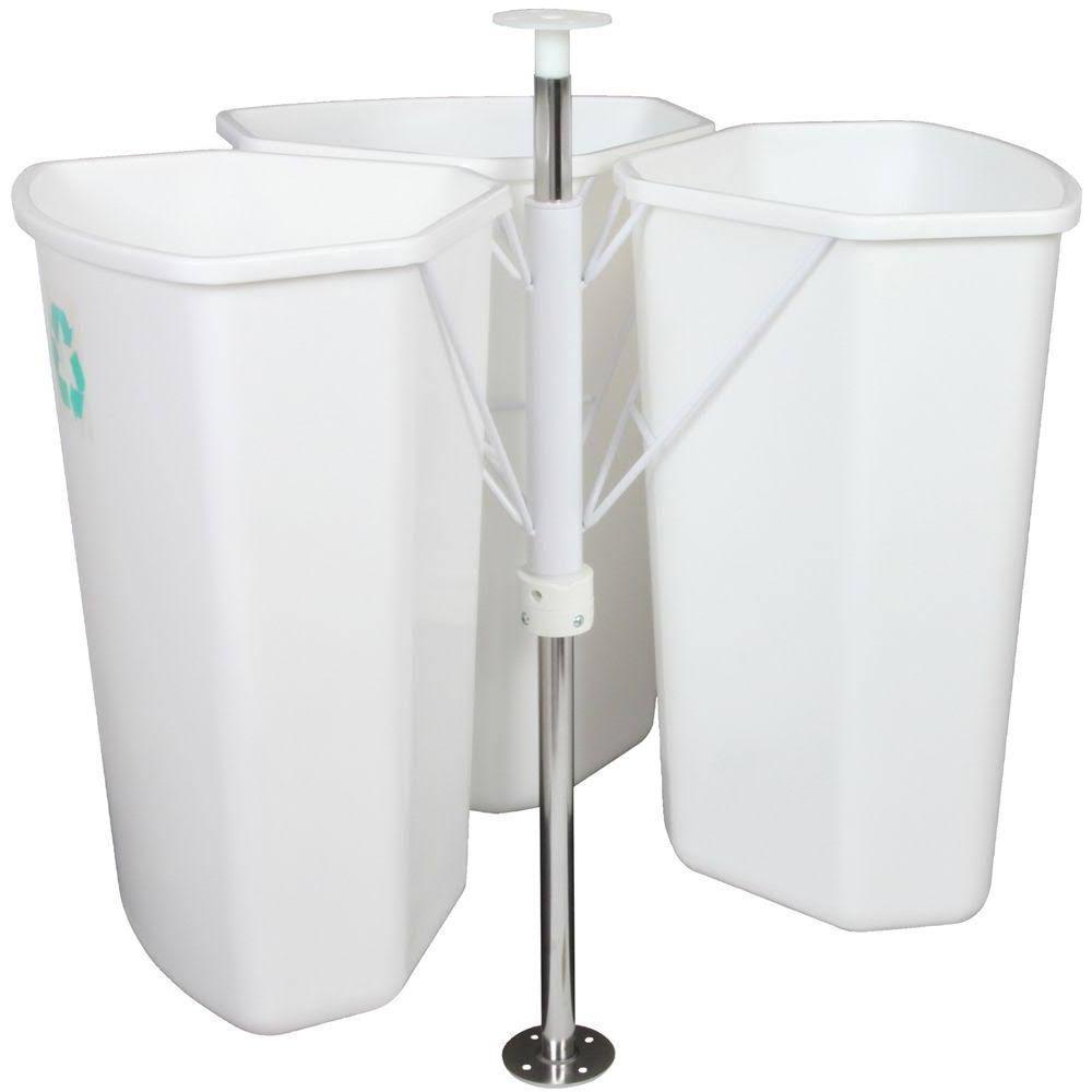 28.5 in. x 27.625 in. x 27.625 in. In Cabinet Corner Trash Can, White