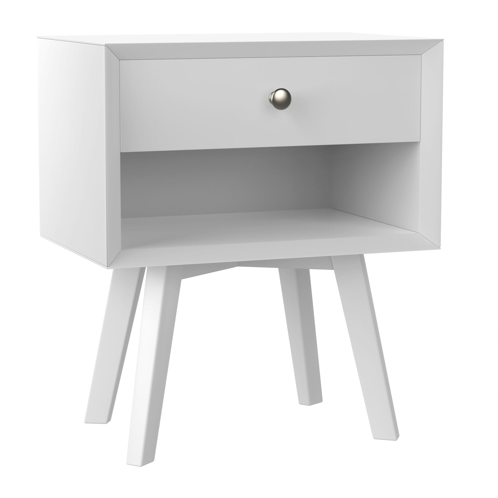 Algherohein Classic 1 Drawer White Finish Nightstands for Bedroom