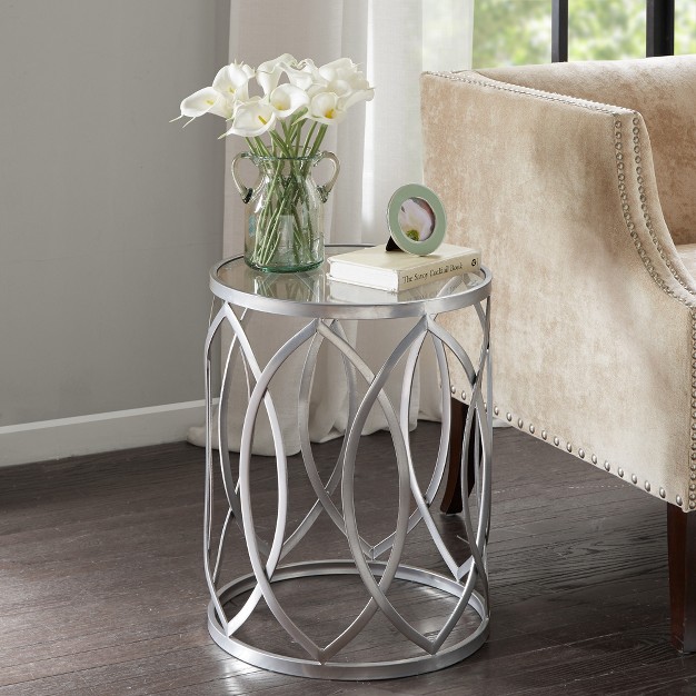 Gaige Metal Eyelet Accent Table Pewter