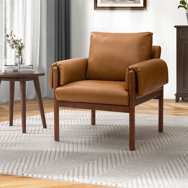 Tiago Comfy Living Room Accent Armchair with Solid Wood Legs by HULALA HOME