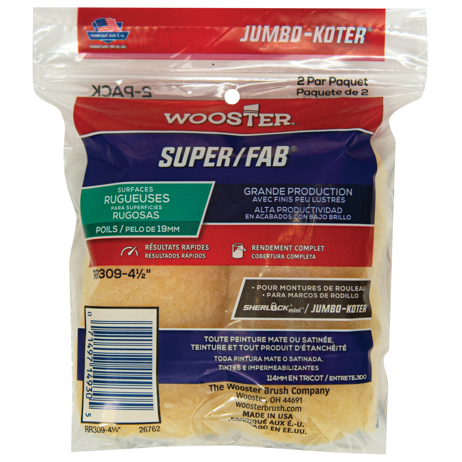 Wooster Super/Fab Knit 4-1/2 in. W X 3/4 in. Mini Paint Roller Cover 2 pk