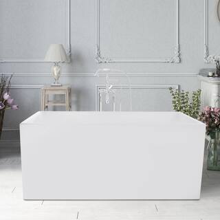 Vanity Art Vannes 47 in. Acrylic Flatbottom Freestanding Bathtub in White VA6816B-XS