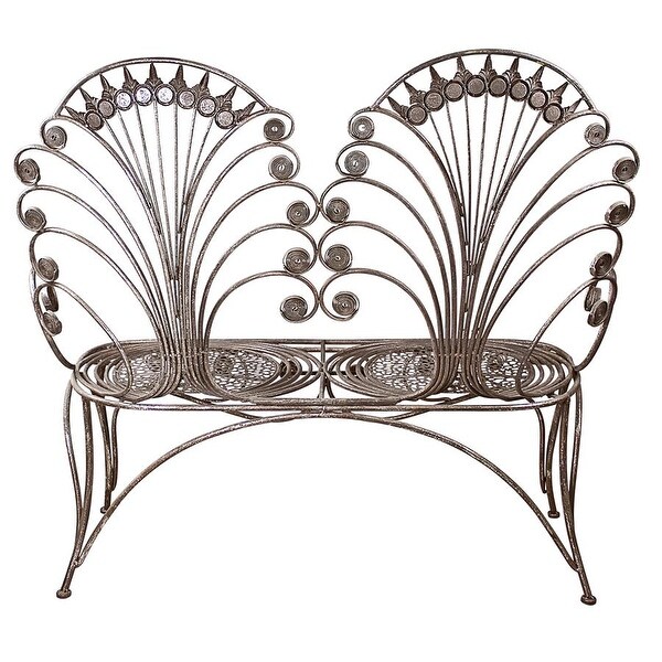 Design Toscano Grand Peacock Metal Garden Loveseat Bench