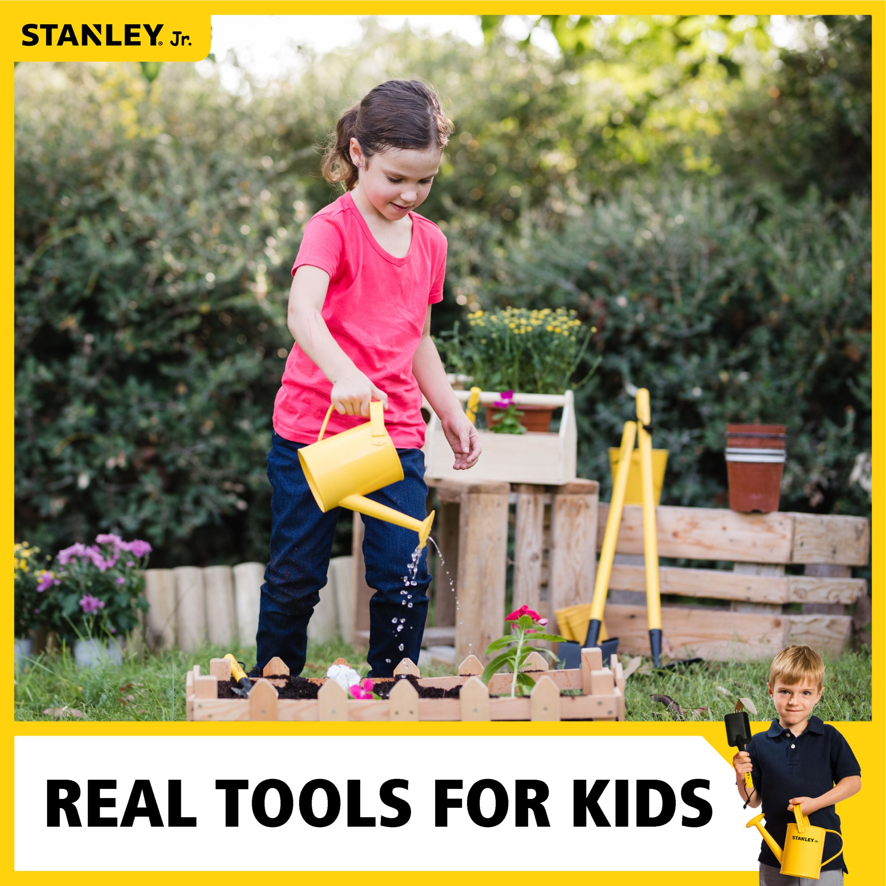 STANLEY Jr Toy Gardening Tool Set With Gloves and Watering Can