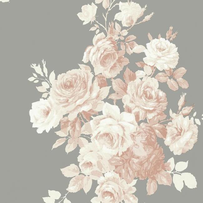 Tea Rose Wallpaper in Blush and Grey from Magnolia Home Vol. 2