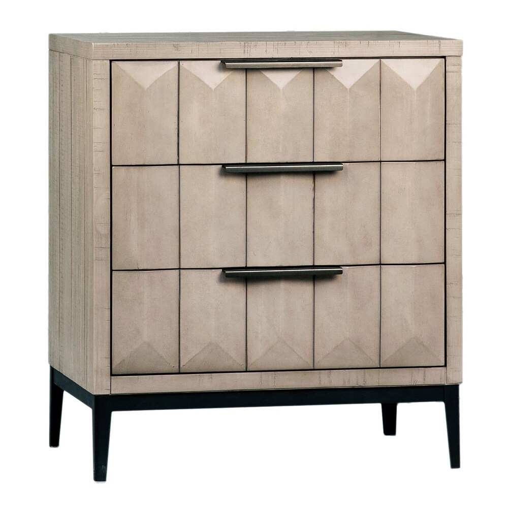 Emilia Grey Wash Pine Modern 3 Drawer Storage Nightstand