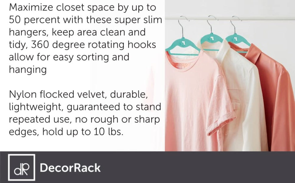 DecorRack Non Slip Velvet Clothing Hangers, 10 Pack, Ivory