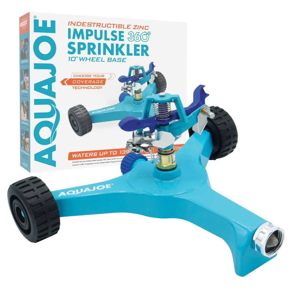 AQUA JOE 10 in. Indestructible Zinc Impulse 360-Degree Sprinkler AJ-IS10WB