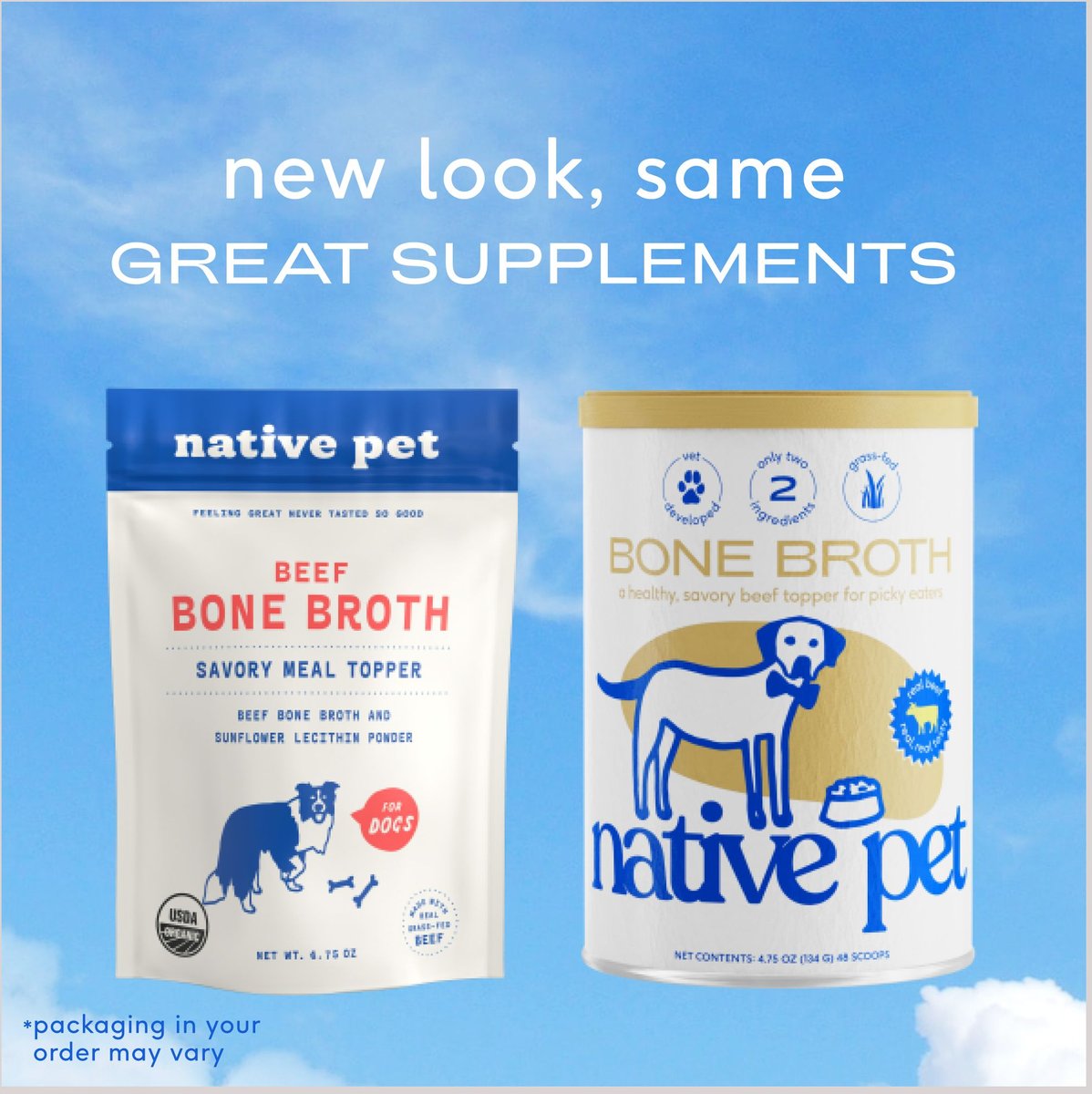 Native Pet Beef Bone Broth Powder  Dog and Cat Food Topper