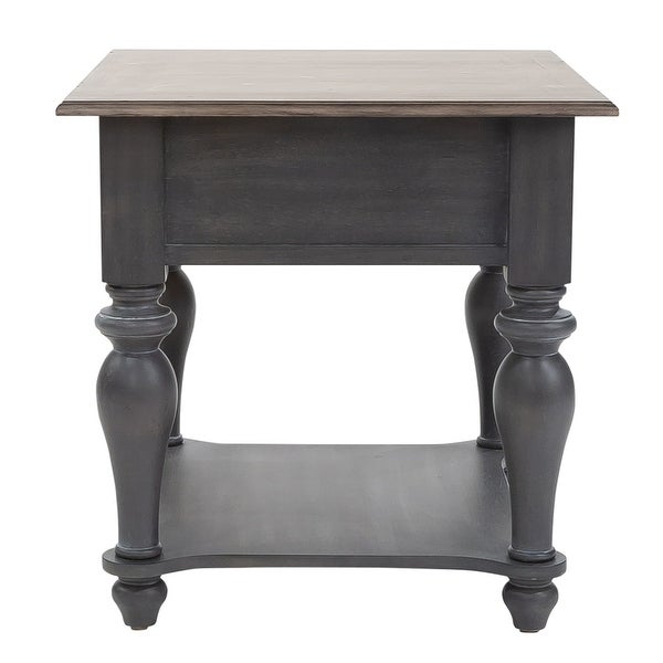 Ocean Isle Slate Weathered Pine Drawer End Table