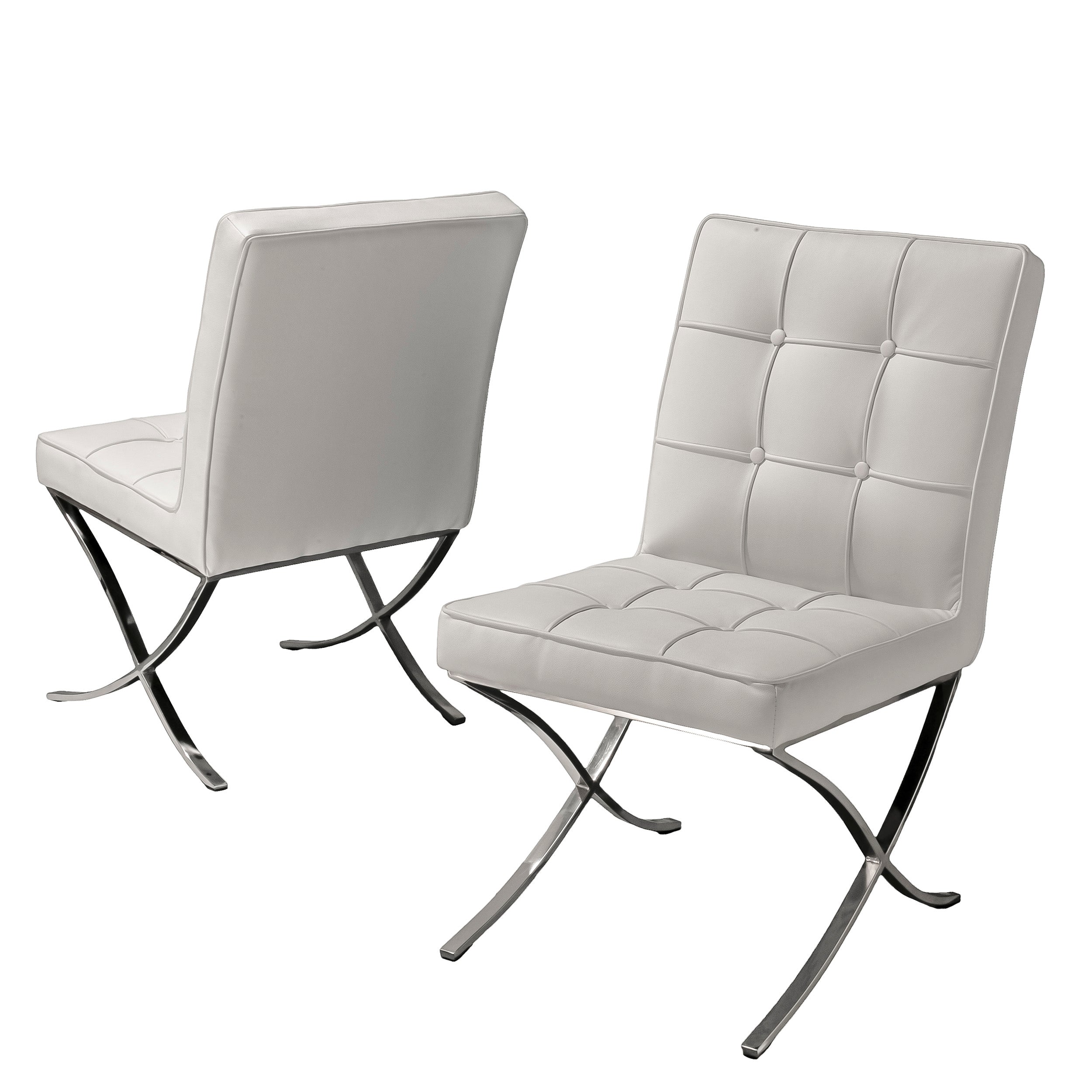 Pandora Modern Design White Leather Dining Chairs (set of 2)