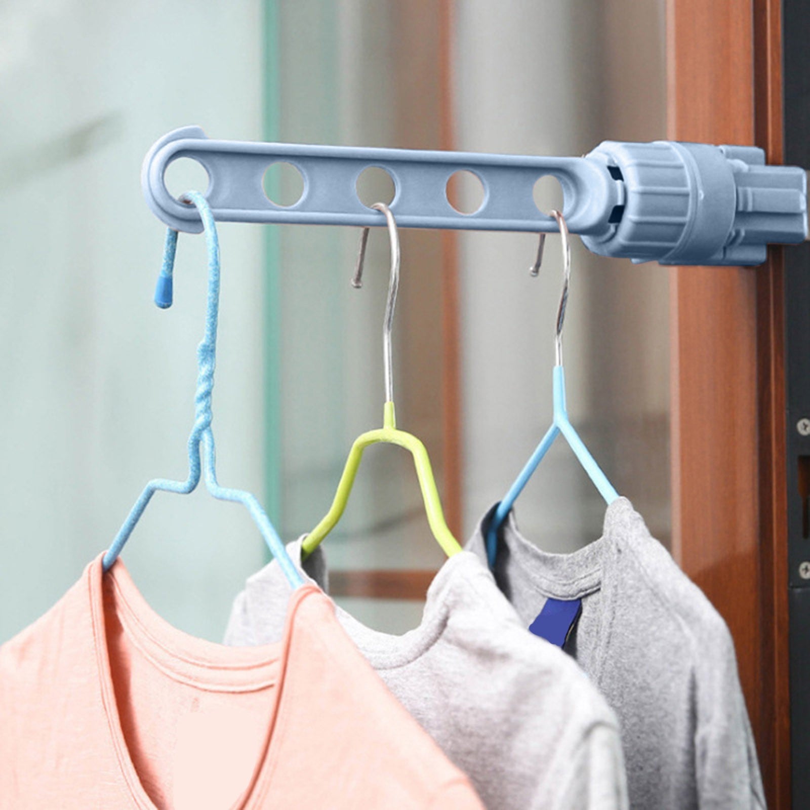 WANYNG Hanger 5-hole Hanging Rack Window Frame Clothes Portable Drying Clothes Rack Tools & Home Improvement,One Size