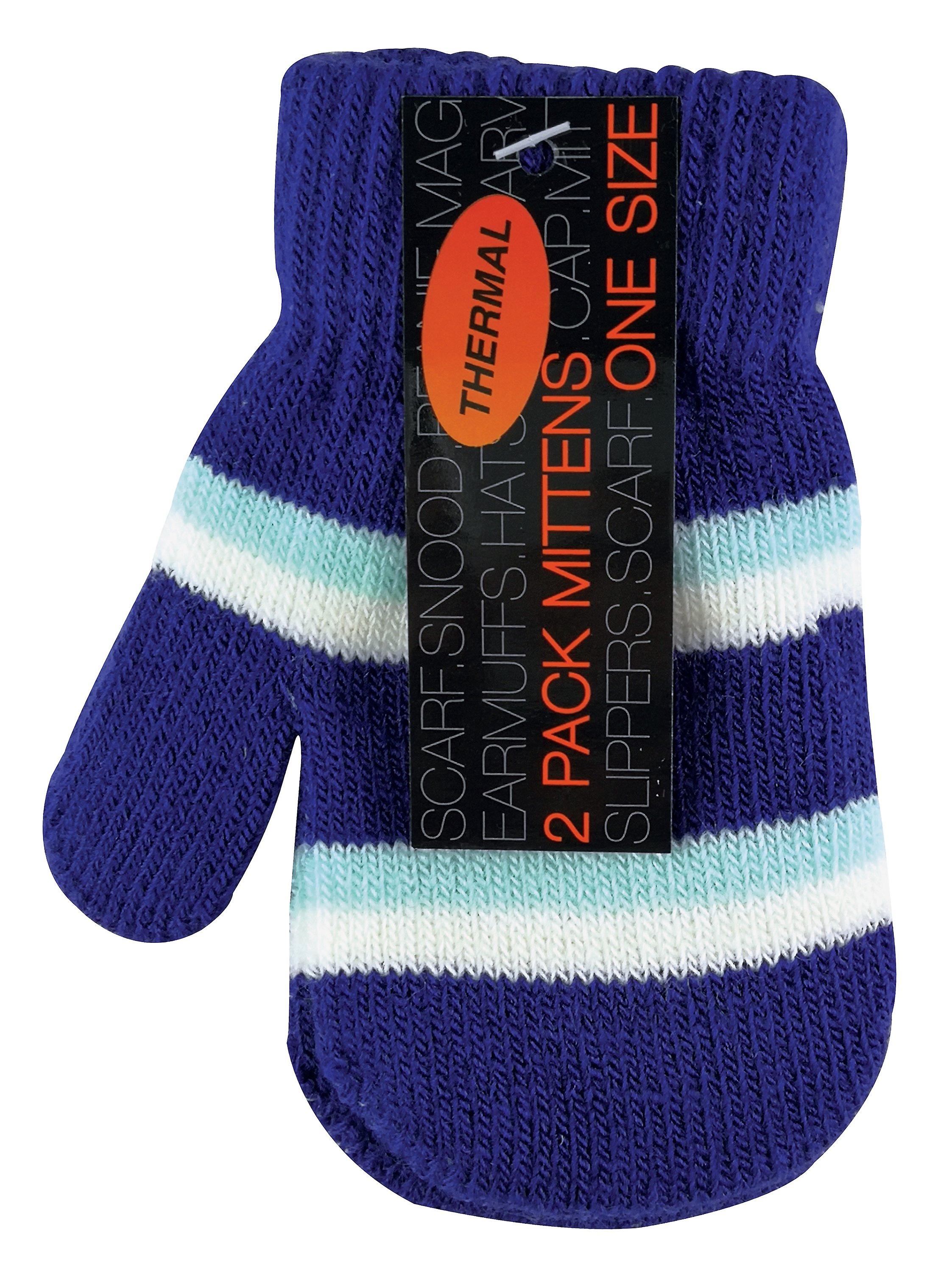 2 Pk baby thin insulated soft striped mittens