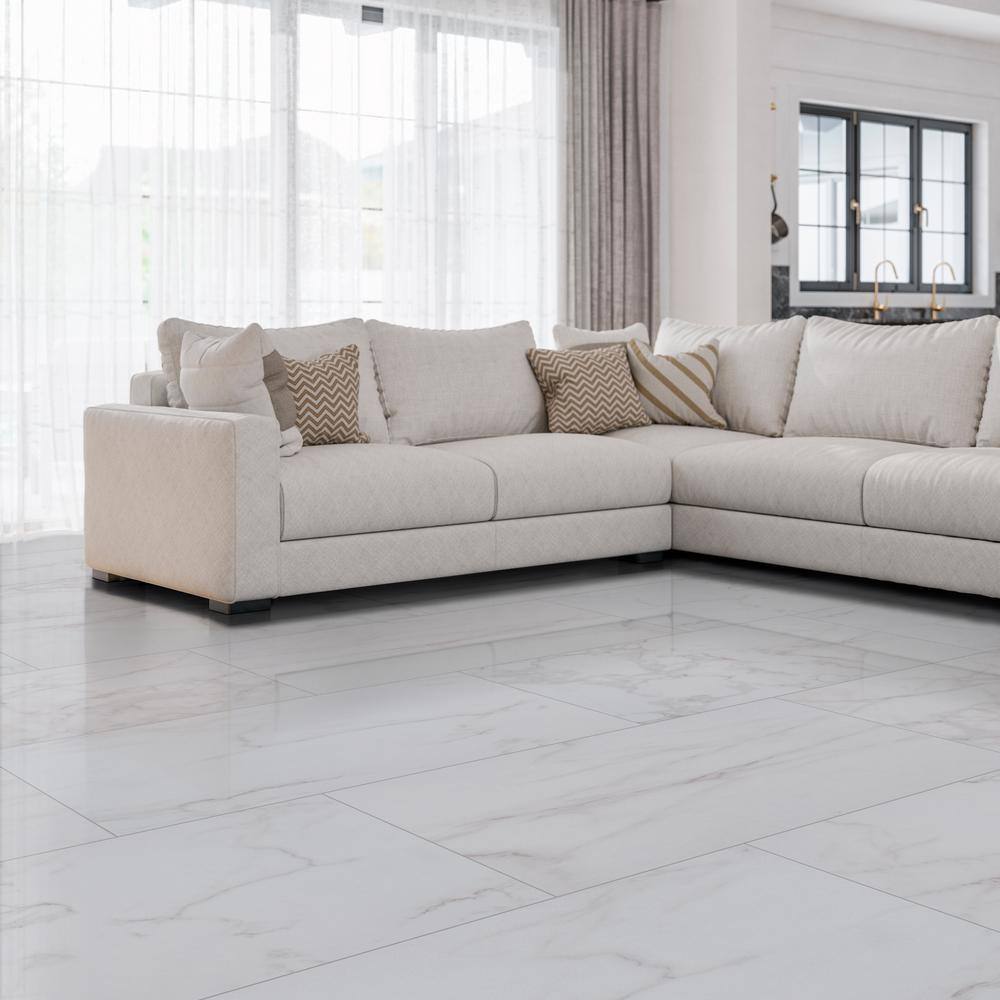 Home Decorators Collection Carrara 24 in. x 48 in. Polished Porcelain Floor and Wall Tile (16 sq. ft.Case) NHDCAR2448P