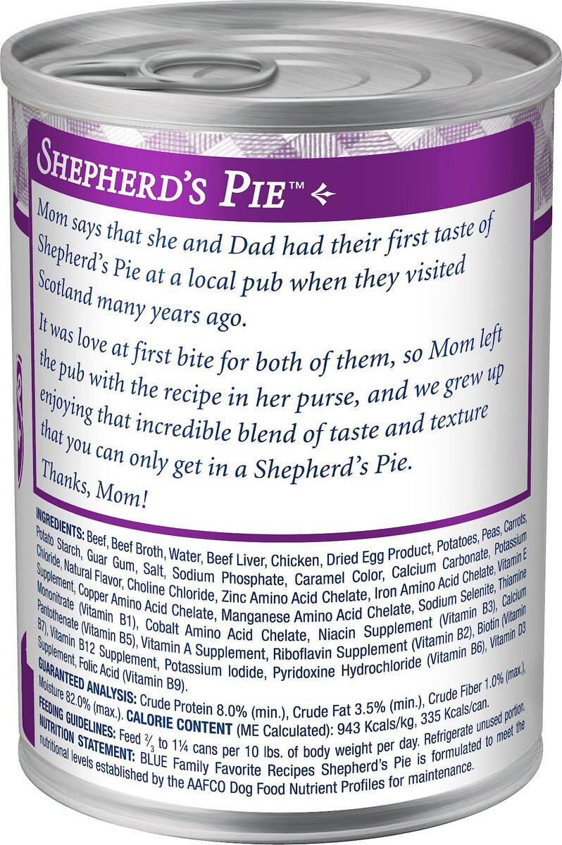 Blue Buffalo Family Favorite Grain-Free Recipes Shepherd's Pie Canned Dog Food