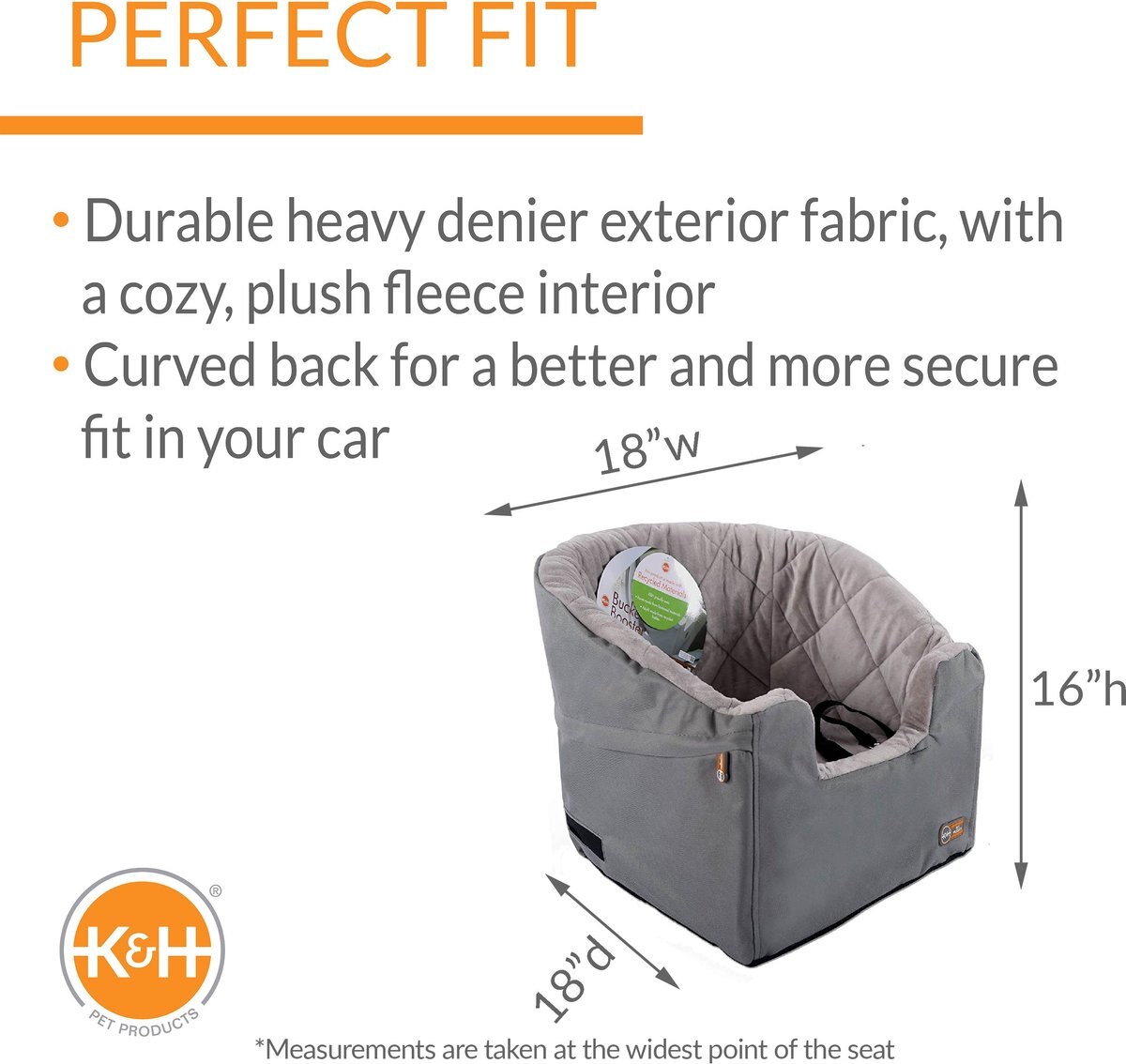 KandH Pet Products Bucket Booster Pet Seat， Grey