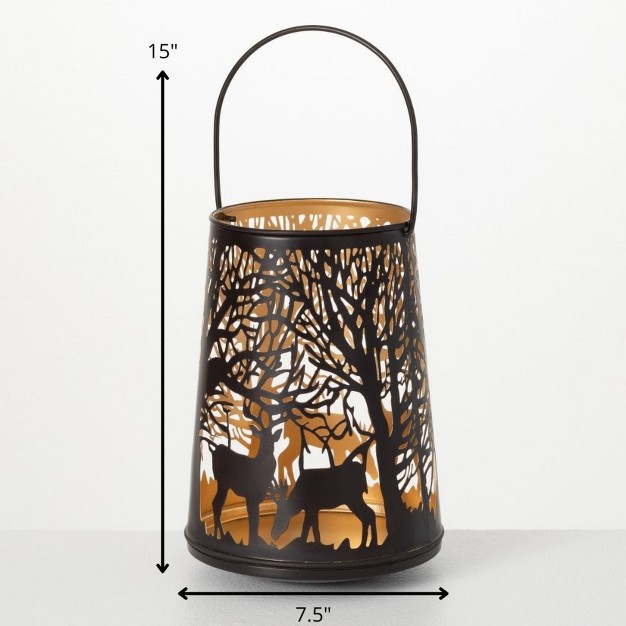 Sullivans Deer Lantern Brown 15 quot h Metal