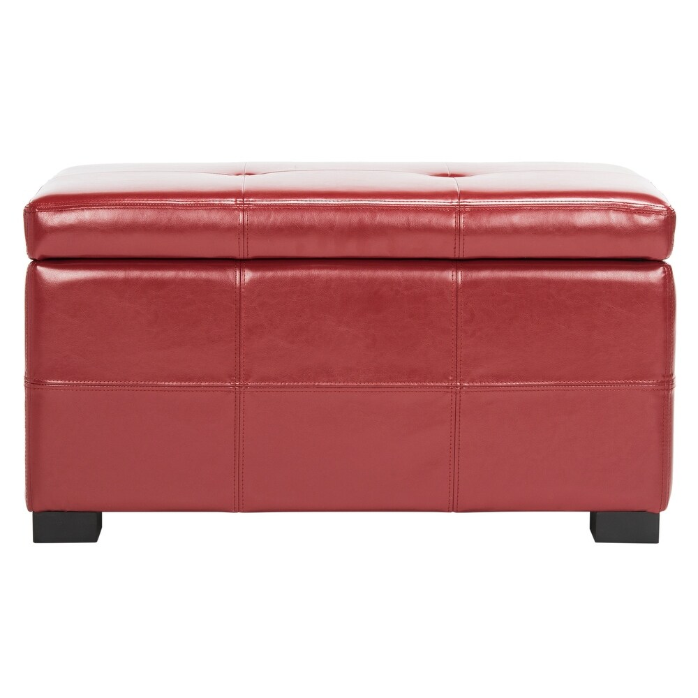 Safavieh Maiden Tufted Red Bicast Leather Storage Bench   30.1\