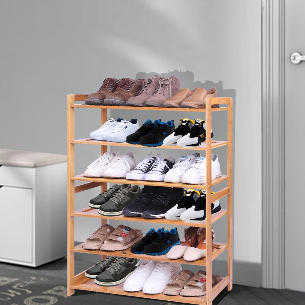 Zimtown Bamboo Wood 6-Tier Shoe Rack Pairs Entryway Shoe Shelf Tower Shoe Storage Organizer for Closet Hallway Living Room Bedroom Dorm Natural