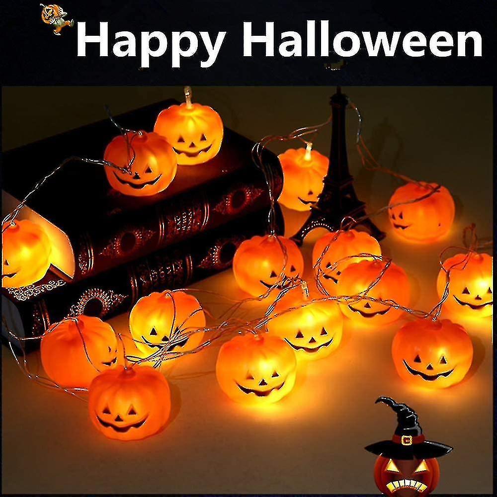 Halloween Led Pumpkin String Lights With Remote Control， 8 Modes， 3m/20 Lights， Usb Powered Outdoor Decoration