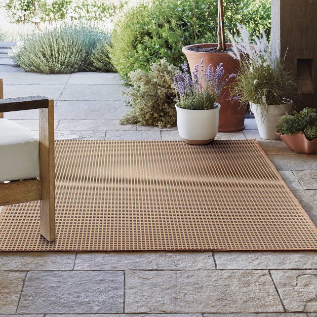 Outdoor Rug Micro Grid Black beige