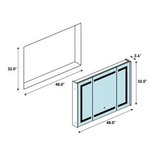 Altair Bojano 48 in. W x 32 in. H Medium Rectangular Silver RecessedSurface Mount Medicine Cabinet with Mirror and Lighting 760048-LED-MC